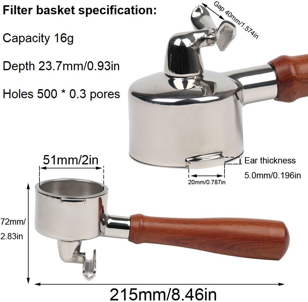 CAPFEI Siebträger 51mm Doppel Auslauf mit 2 Ohren für Delonghi ECP31.21 ECP33.21 ECP35.31 ECOV311 mi