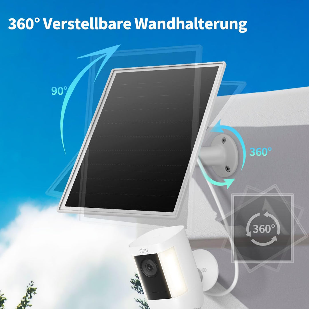 8 W Solarpanel für Ringkamera, Solar-Ladegerät mit DC35 x 135-Anschluss und 3 m Kabel (Fassstecker a