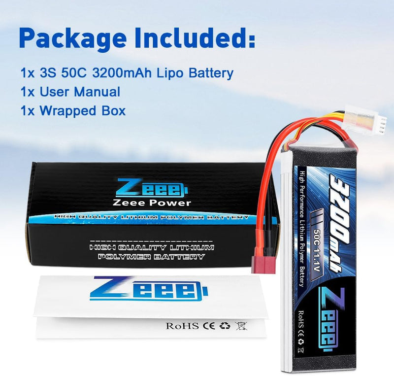 Zeee 3S Lipo Akku 50C 2200mAh 11,1V Kurze RC Batterie mit XT60 Stecker für RC Auto LKW RC Fahrzeuge