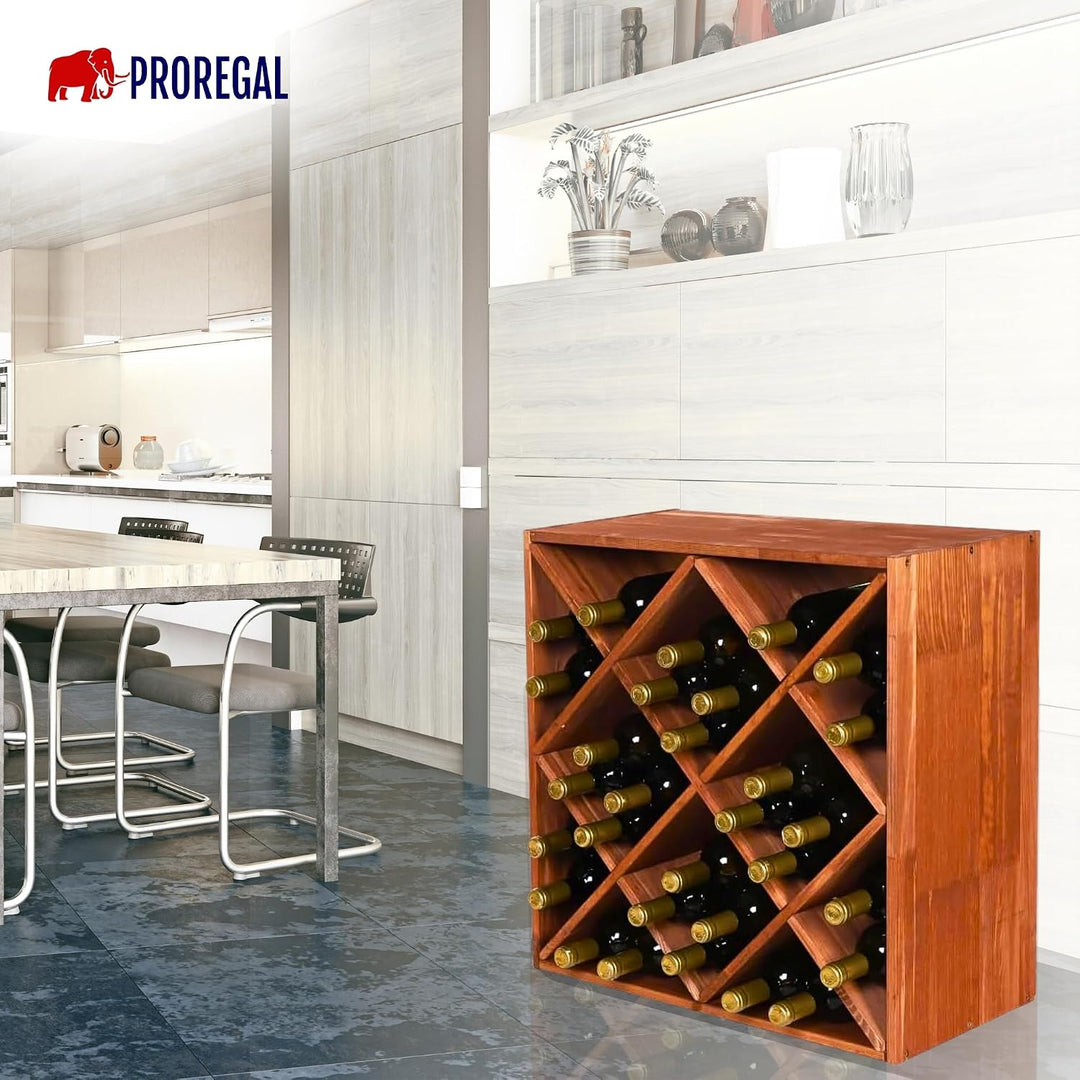 PROREGAL Modulares Weinregal VINCELLAR MOD | HxBxT 60x60x30cm | Rauten Modul für 30 Flaschen | Massi