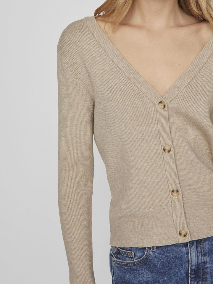 Vila Damen Vicomfy L/S Knit Cardigan-Noos Strickjacke, Natural Melange