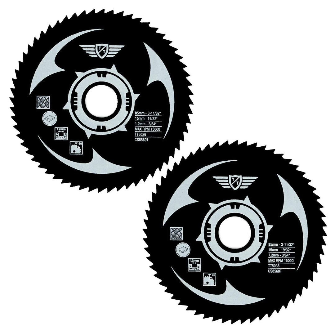 2 x Topstools CS8560T_2 85mm 60T 15mm Loch HSS Sägeblätter Kompatibel mit Worx, Bosch, Makita, Ryobi
