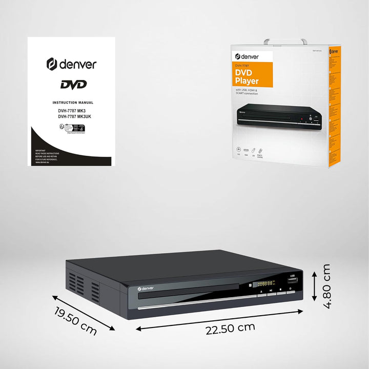 Denver DVH7787 DVD Player HDMI Für Fernseher, Mini, Alle Regionen Frei, 1080P Upscaling, Dolby Digit