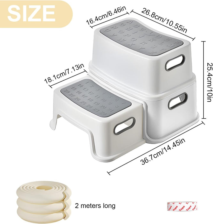 Kinder Tritthocker, 2-Stufen Sicherer Hocker, Kinderhocker Anti-Rutschfüssen & Kippschutz Klohocker