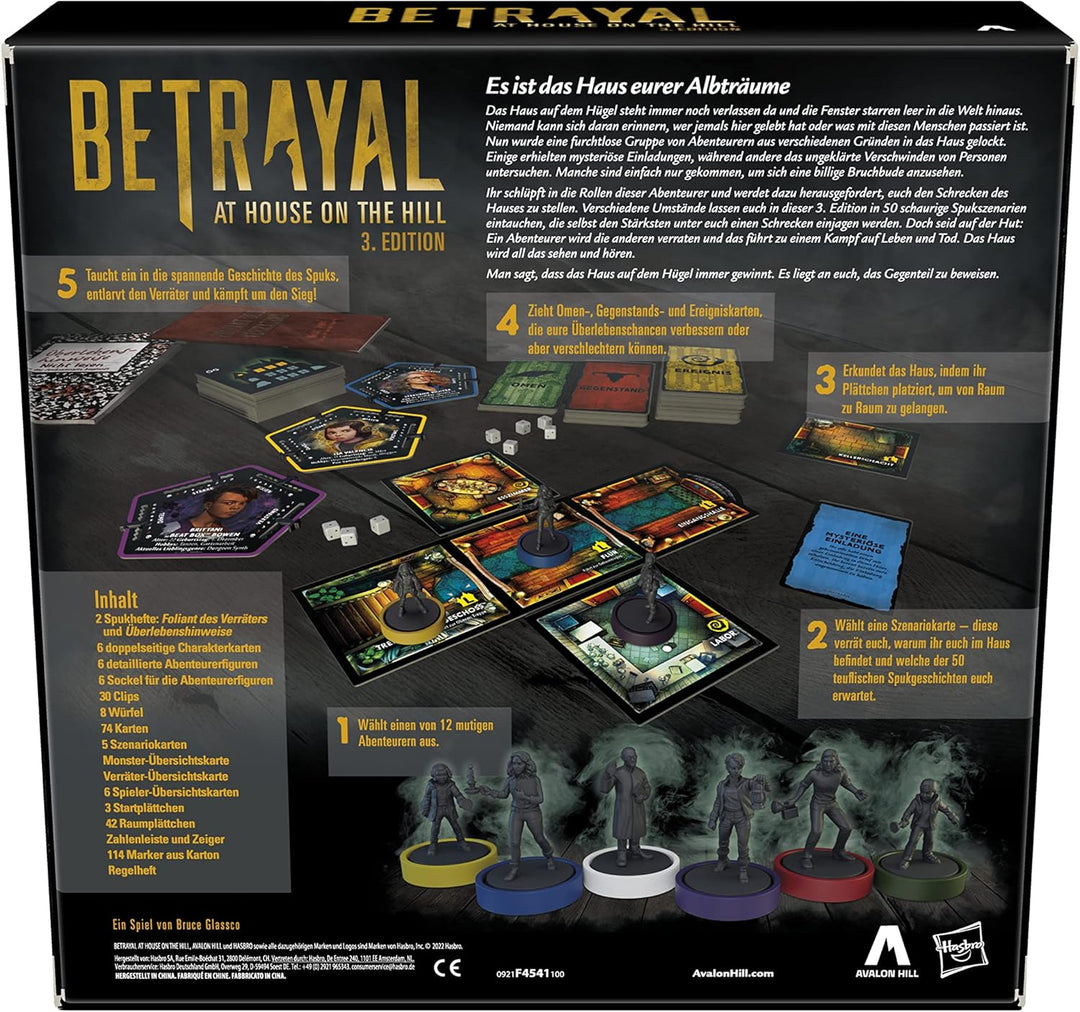 Hasbro Betrayal at House on The Hill dritte Auflage, kooperatives Brettspiel ab 12 Jahren, 3-6 Spiel