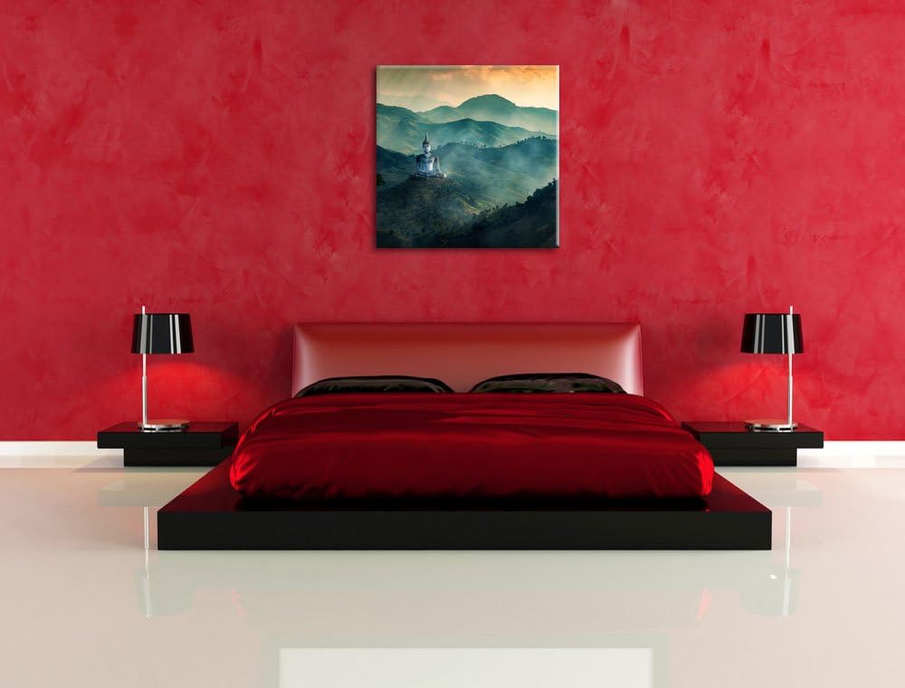 Pixxprint Buddha im Tal der Dunkelheit, Format: 70x70 auf Leinwand, 70x70