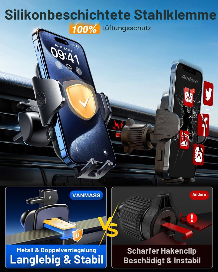 VANMASS Handy Halterung Auto 2024 Neuste Farbe Lila Version 3 in 1 Handyhalter für Auto Saugnapf &amp; L