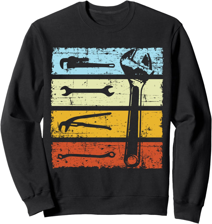 Heizungsbauer Sanitär Installateur Klempner Werkzeug Retro Sweatshirt