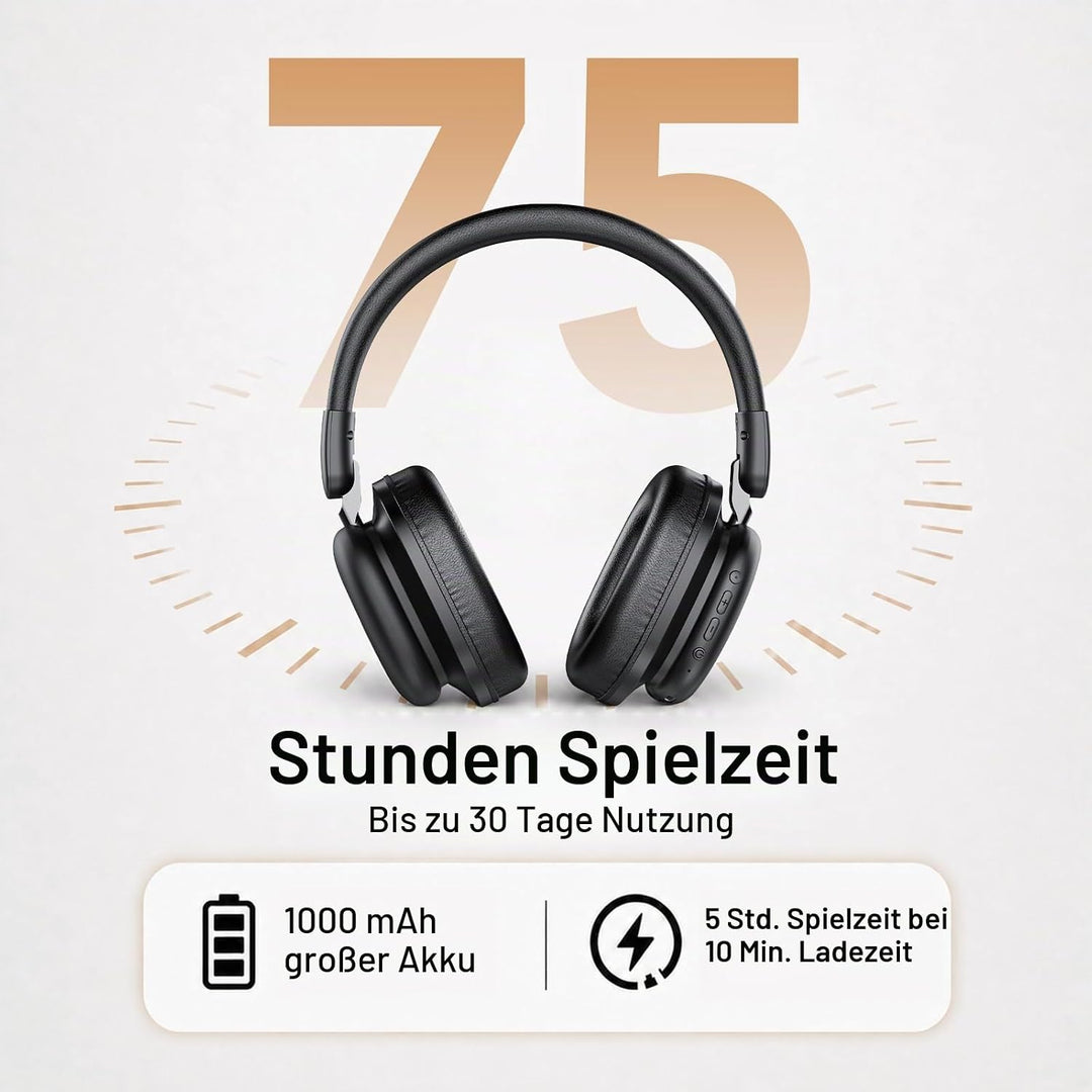 Over Ear Kopfhörer Bluetooth mit High-Resolution Audio, 100 Std. Akkulaufzeit, faltbare Bluetooth 5.