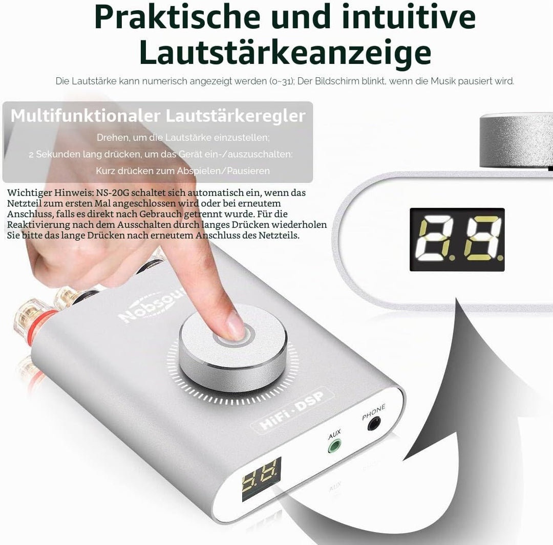 Nobsound NS-20G Mini Digital Power Amplifier Bluetooth HiFi Stereo Amp Leistungsverstärker 100W+100W