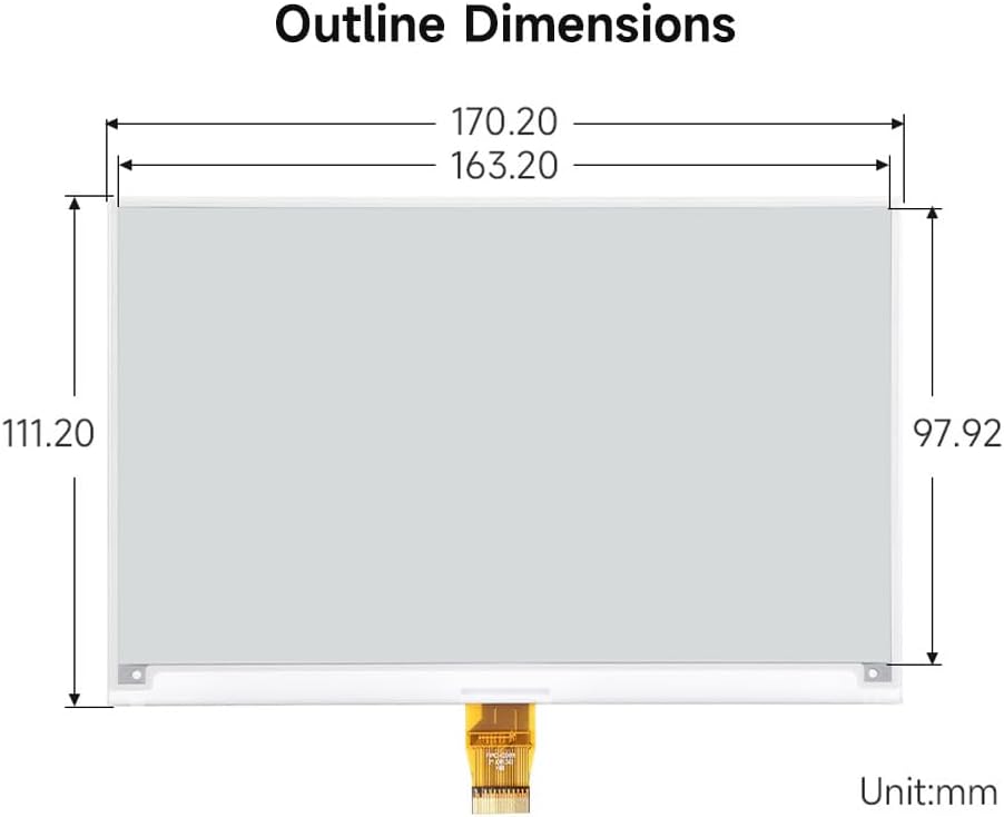 Waveshare 7.5 Inch E-Paper Raw Display Panel V2 800x480 Resolution 3.3V E-Ink Electronic Paper Scree