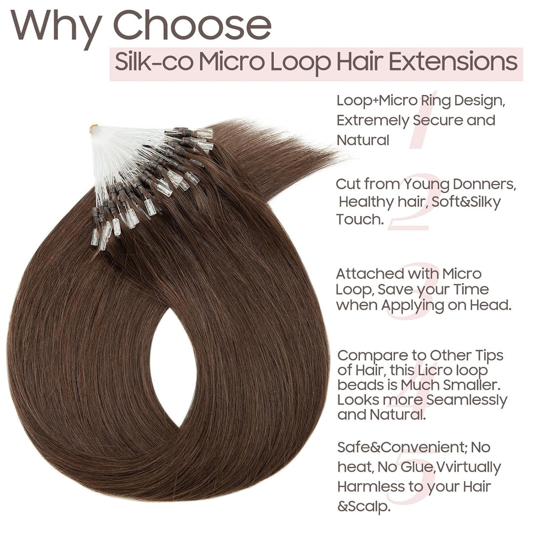 Echthaar Extensions Microring Extensions Echthaar 0,5g/Strähne 100 Strähnen/Packung Weich Haarverlän