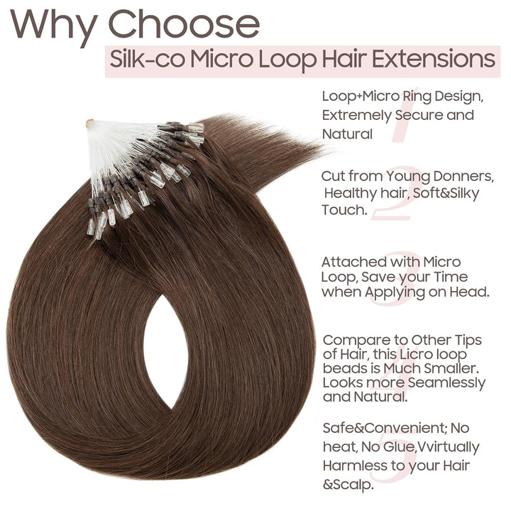 Echthaar Extensions Microring Extensions Echthaar 0,5g/Strähne 100 Strähnen/Packung Weich Haarverlän