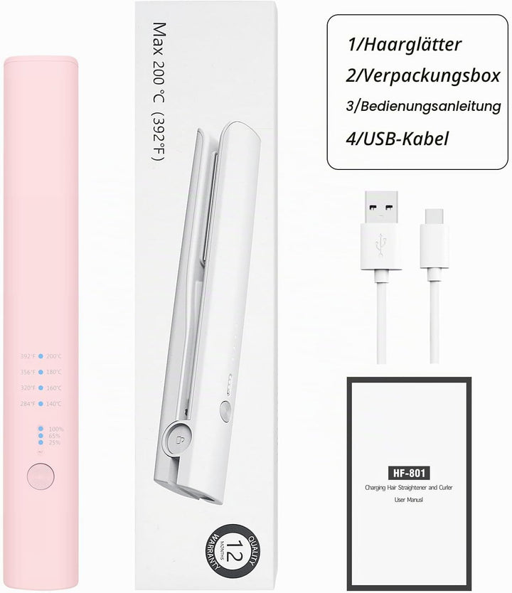 Glätteisen Kabellos, iTayga 2-in-1-Haarglätter, Tragbarkeit Reise Glätteisen Mit 5000mAh Akku, Wiede