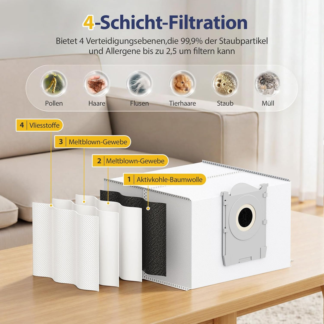 21 Stück Zubehör Kompatibel mit ECOVACS DEEBOT T80 Omni Saugroboter, mit 2 Hauptbürste, 6 Staubbeute