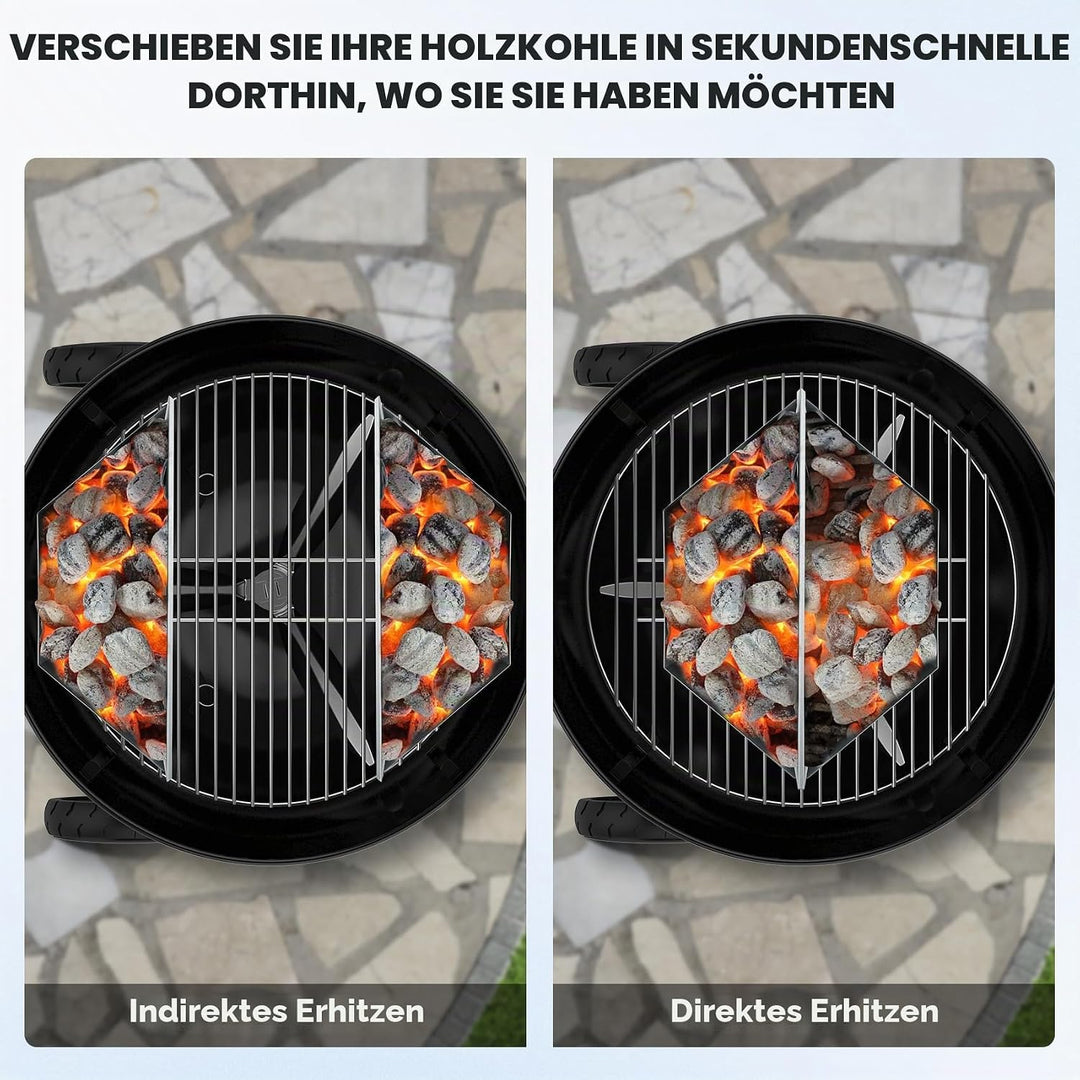 onlyfire Holzkohlekorb Edelstahl, Kohlekorb Grill Gross für Weber 57/67cm Kugelgrills, Hochwertige C