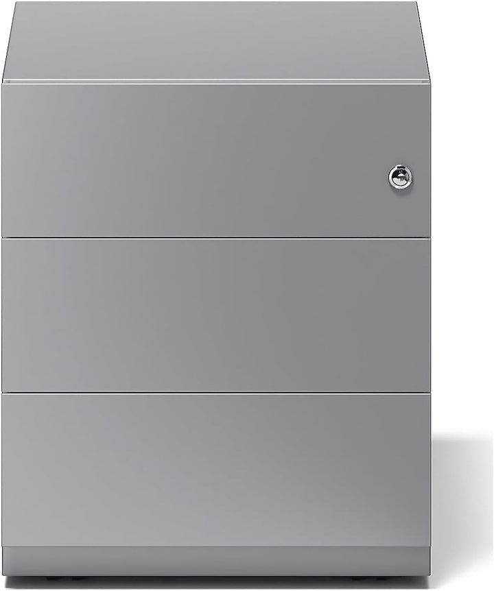 BISLEY Rollcontainer Note mit Griffleiste, 3 Universalschubladen, Metall, 355 Silber, 56.5 x 42 x 49