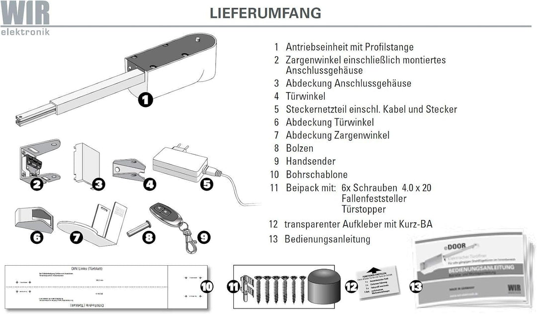 Elektronischer Funk-Türantrieb für Innentüren eDoor, mit Funk-Handsender, für Rechts-Anschlag