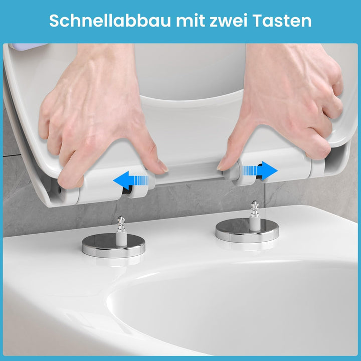 WC Sitz mit absenkautomatik Oval, Weiss, Toilettendeckel mit Quick-Release Funktion, Klobrille, Klod
