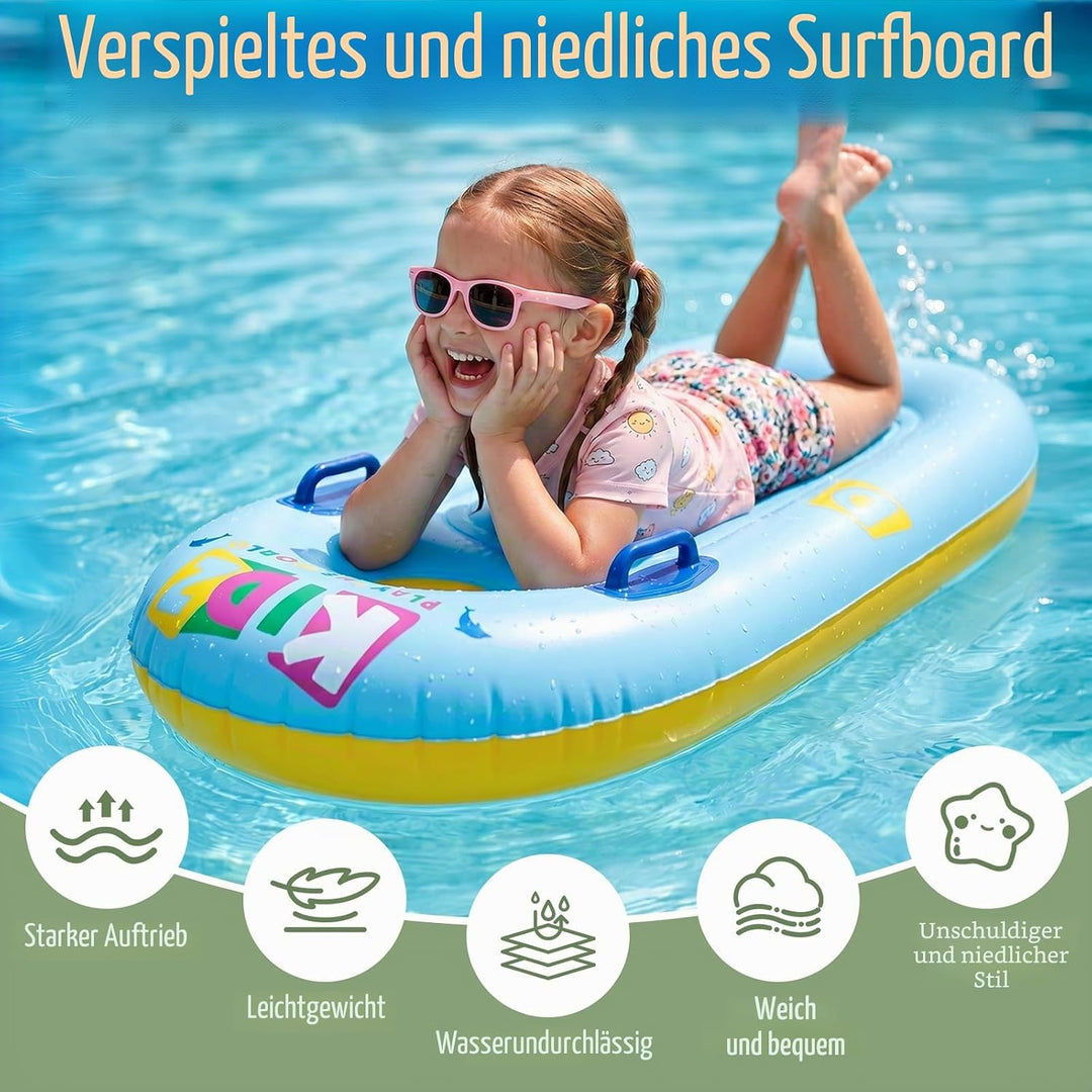 Schwimmbrett Bodyboard Aufblasbar, Surfbrett Bodyboard mit Griffen, Schwimmhilfe Aufblasbar Kinder,