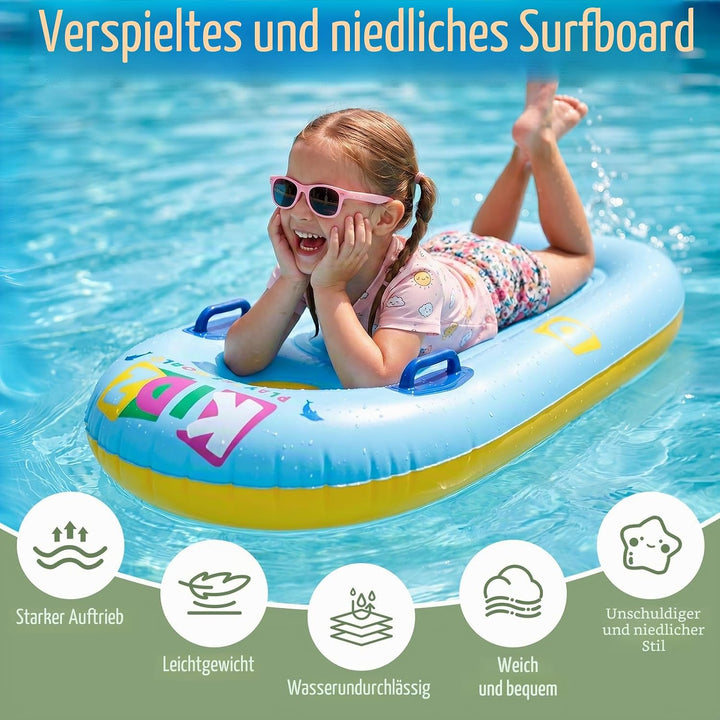 Schwimmbrett Bodyboard Aufblasbar, Surfbrett Bodyboard mit Griffen, Schwimmhilfe Aufblasbar Kinder,