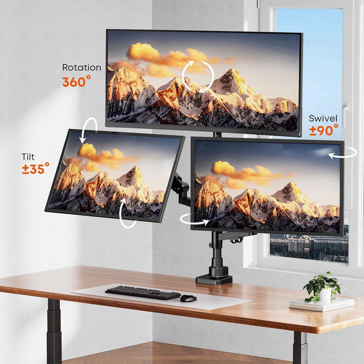 PUTORSEN Monitor Halterung 3 Monitore für 17-35 Zoll Bildschirm, Monitorhalterung 3 Monitore Höhenve