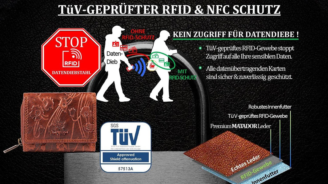 MATADOR 558 Klein Geldbörse Braun Blumen, Braun Blumen