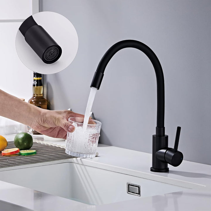 Wasserhahn Küche mit Flexibler Auslauf, Wasserhahn Küche Schwarz Matt, Mischbatterie Küche Schwarz 3