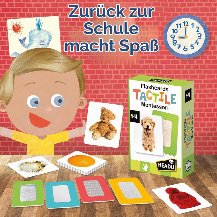 Headu - Flashcards Tactile Montessori - Lernspiel für Kinder von 1 bis 4 Jahren Single, Single