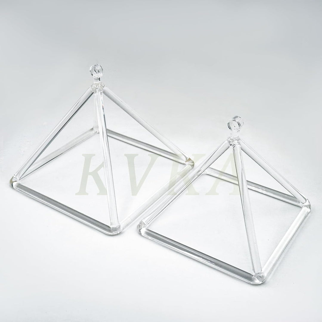 KVKA Transparent Crystal Singing Pyramid with Mallet & Bag - Elegant Sound Healing Decor for Meditat
