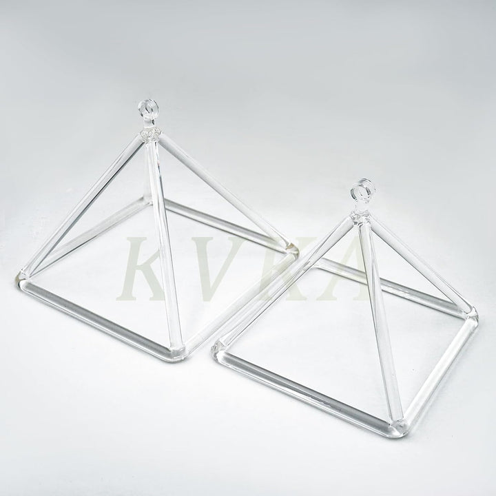 KVKA Transparent Crystal Singing Pyramid with Mallet & Bag - Elegant Sound Healing Decor for Meditat