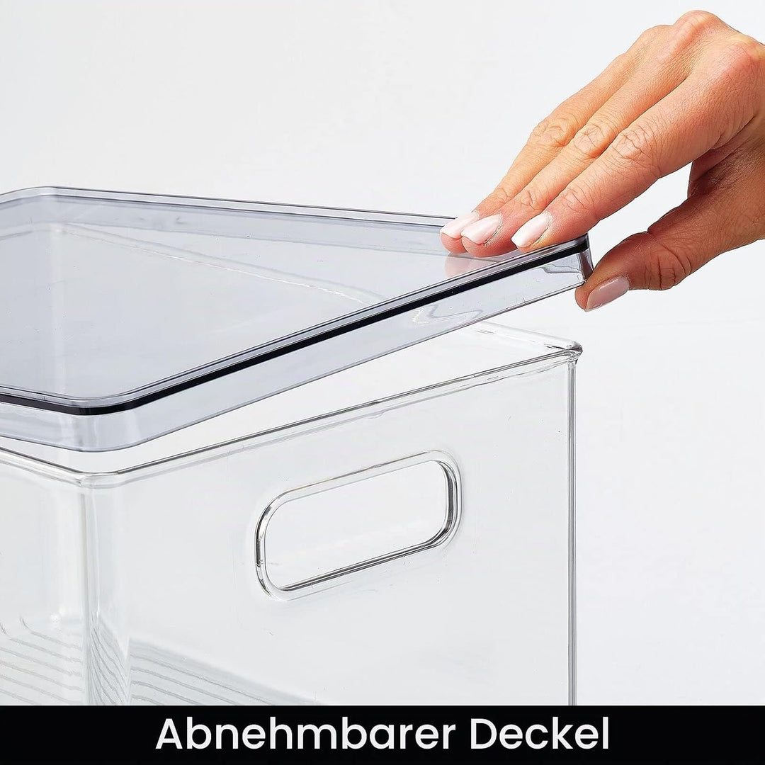 mDesign 4er-Set Kühlschrankbox – Kühlschrank Vorratsdose mit Griffen und abnehmbarem Deckel – lebens