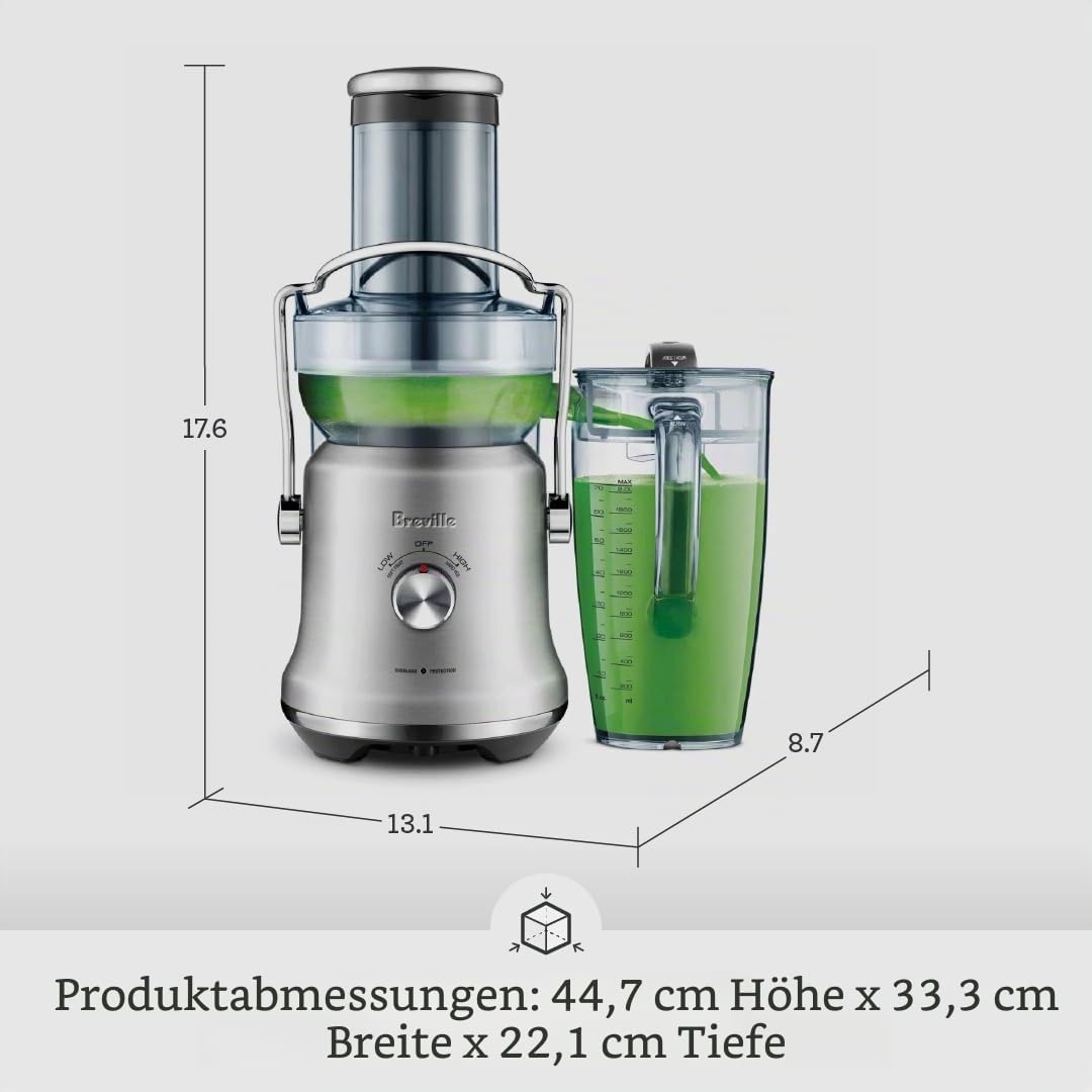 Breville Saftbrunnen SL, BJE530BBS1BUS1 Stainless Steel 70 fl oz, Stainless Steel 70 fl oz