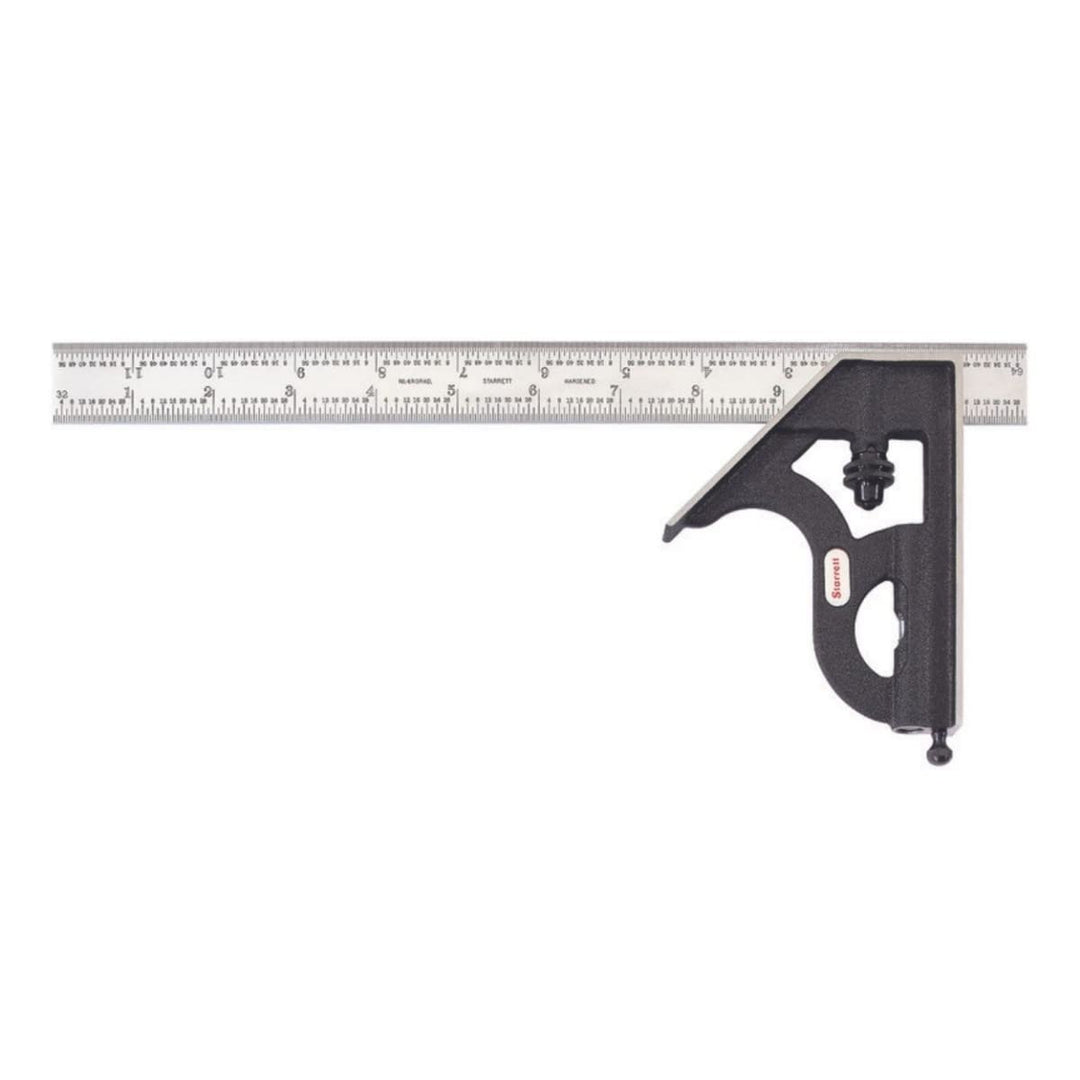 Starrett Stahl-Kombinationswinkel mit quadratischem Kopf – 30,5 cm Klingenlänge, Gusseisenkopf, gehä