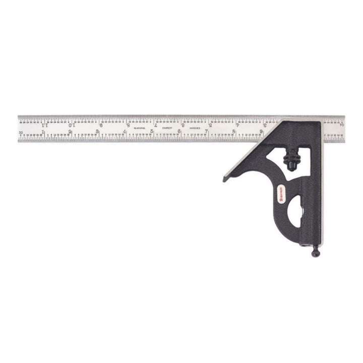 Starrett Stahl-Kombinationswinkel mit quadratischem Kopf – 30,5 cm Klingenlänge, Gusseisenkopf, gehä