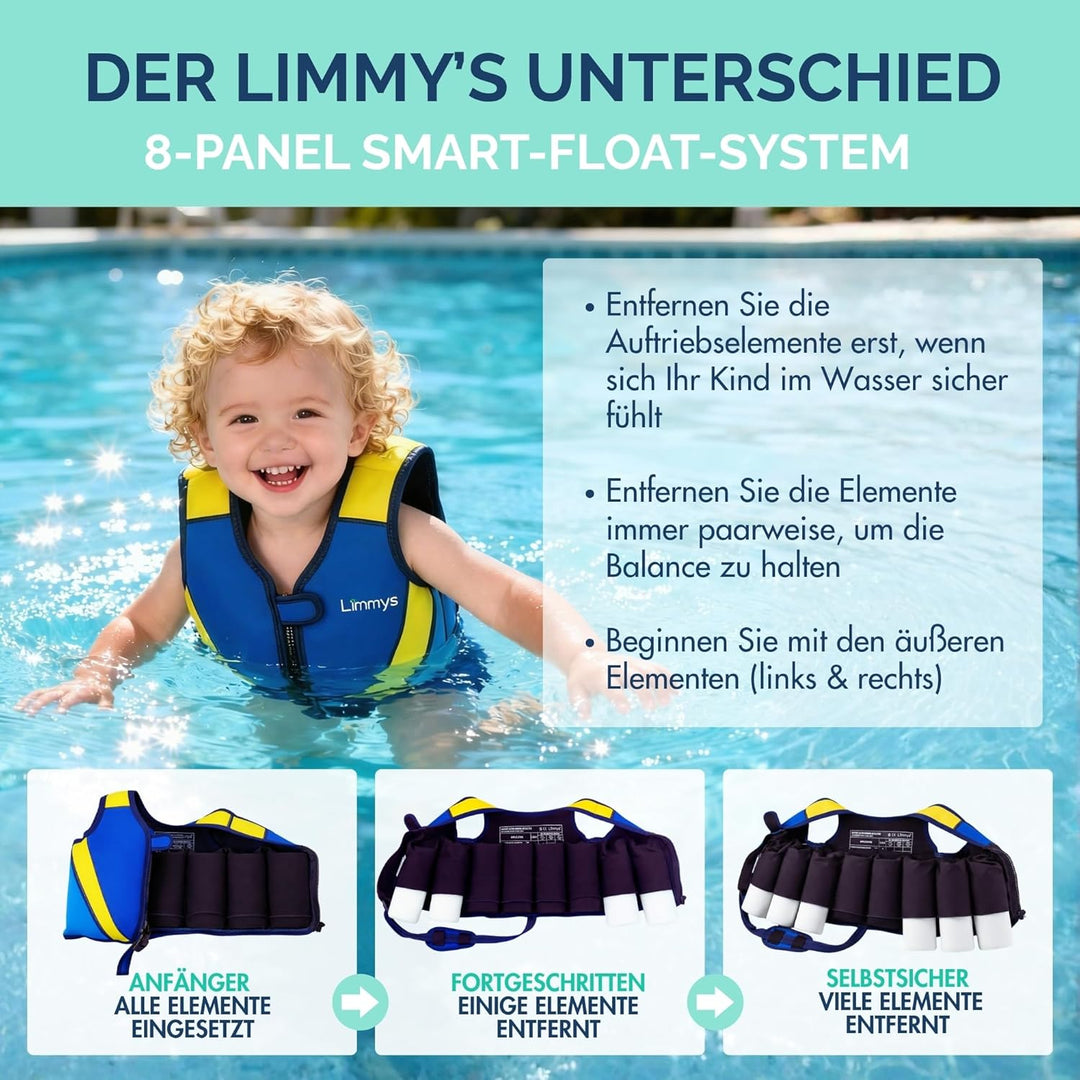 Limmys Premium Neopren Schwimmweste für Kinder, ideale Schwimmhilfe für Jungen und Mädchen, EXTRA