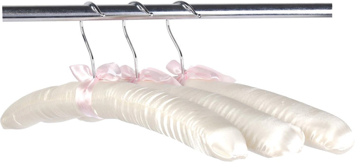 10er-Pack Kleiderbügel mit Anti-Rost-Haken und gefüllt mit Satin, Gorgeous, Blass Elfenbeinfarben Sa