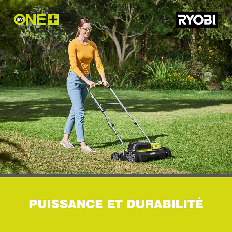 RYOBI 18V ONE+ Brushless Akku-Vertikutierer RY18SFX35A-0 (Arbeitsbreite 35 cm, 4-stufige Tiefeneinst