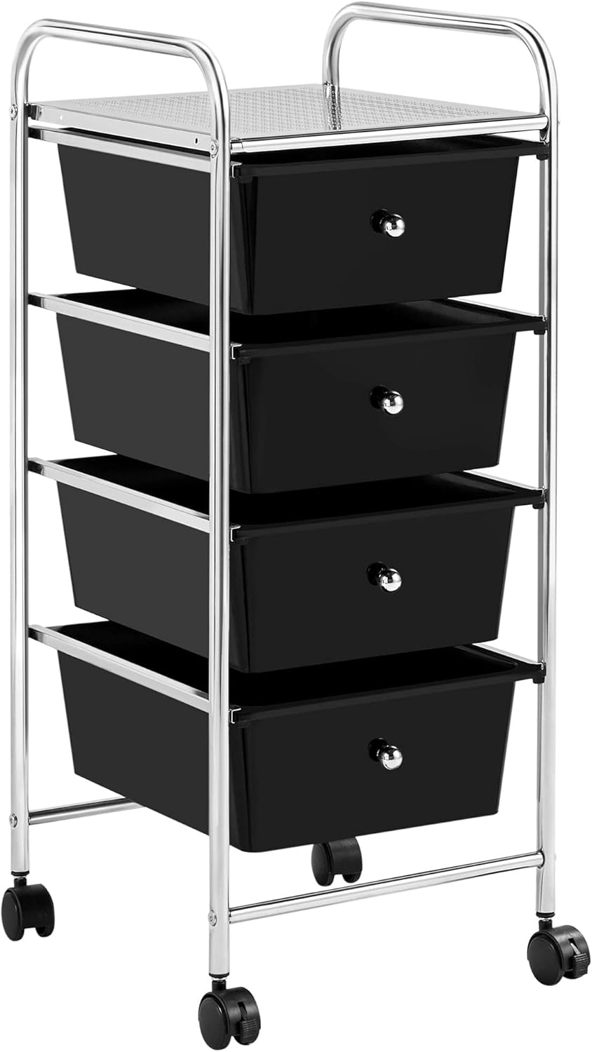 Yaheetech Küchewagen Rollwagen inkl. 4 Schubladen Allzweckwagen Küchen Organizer Servierwagen Trolle