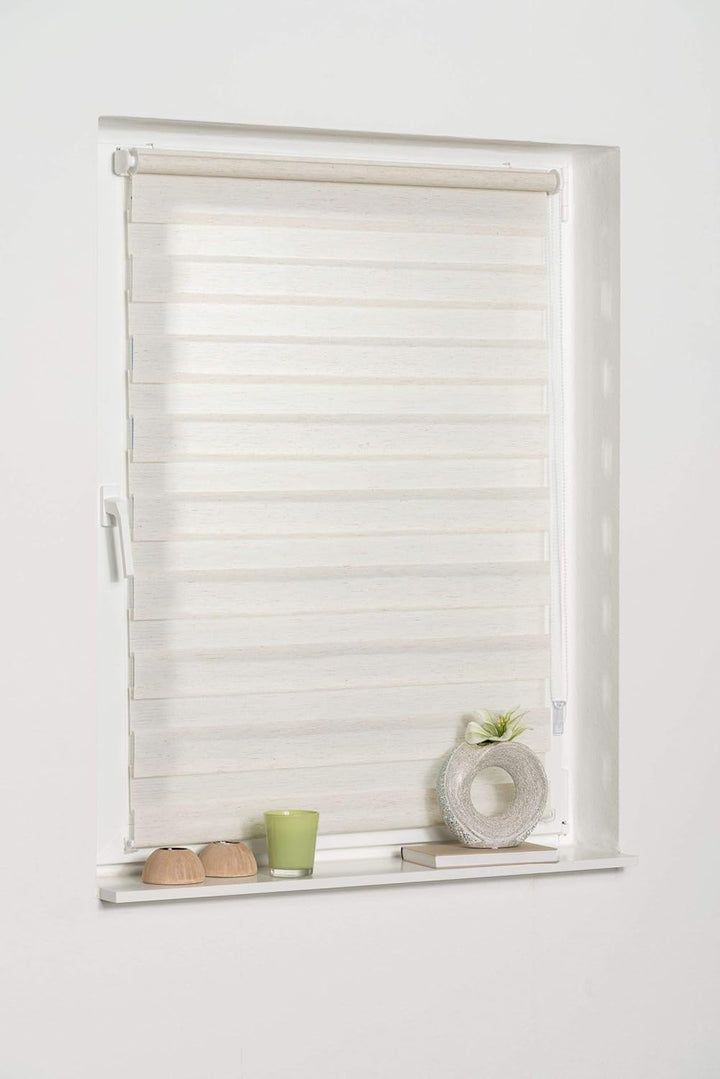 K-home Klemmfix Doppelrollo Madrid ohne Bohren Beige 75 x 150 cm (B x L), Beige 75 x 150 cm (B x L)