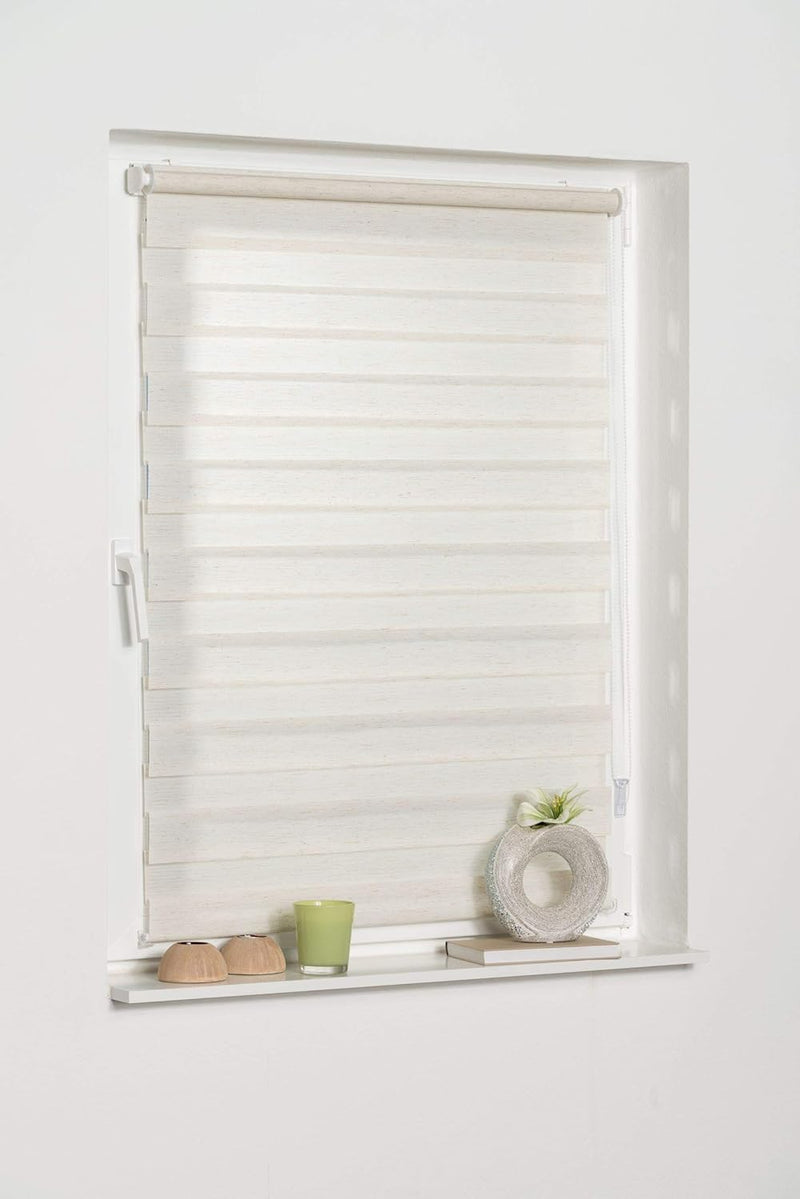 K-home 517732-34 Klemmfix Doppelrollo Madrid ohne Bohren Beige 80 x 200 cm (B x L), Beige 80 x 200 c