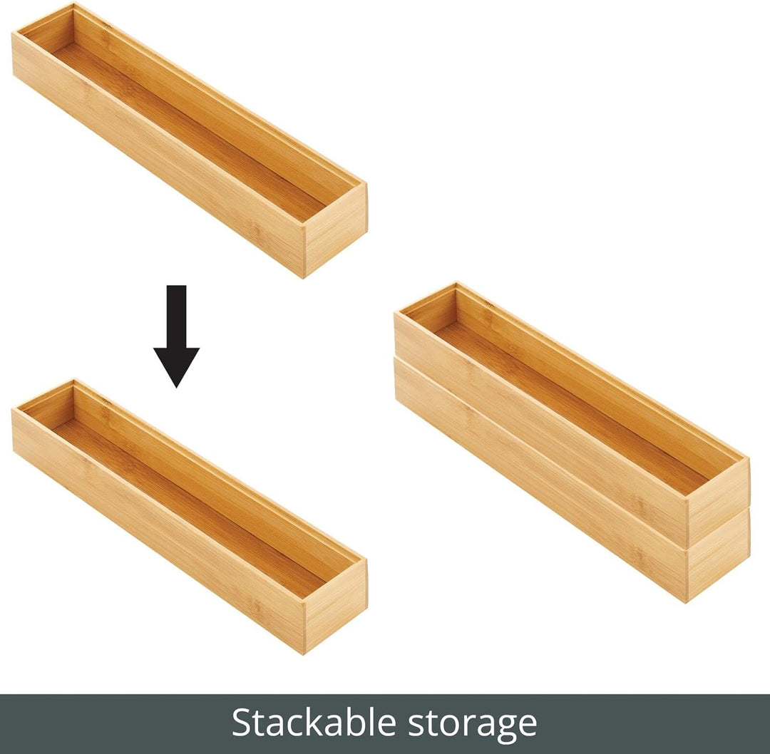 mDesign schmaler Schubladeneinsatz aus Holz – stapelbarer Schubladenorganizer für Bastel- und Bürobe