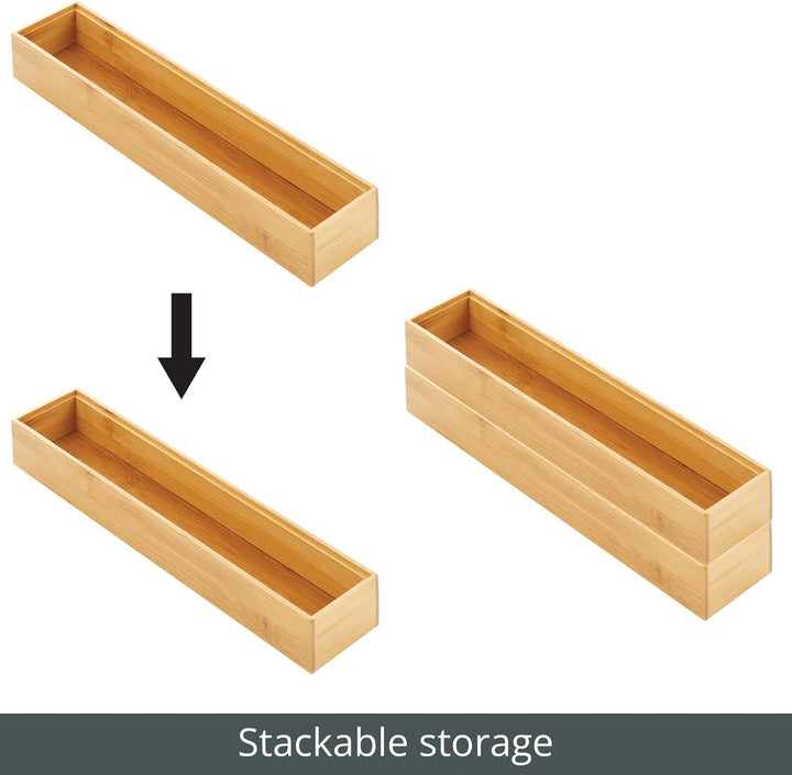 mDesign schmaler Schubladeneinsatz aus Holz – stapelbarer Schubladenorganizer für Bastel- und Bürobe