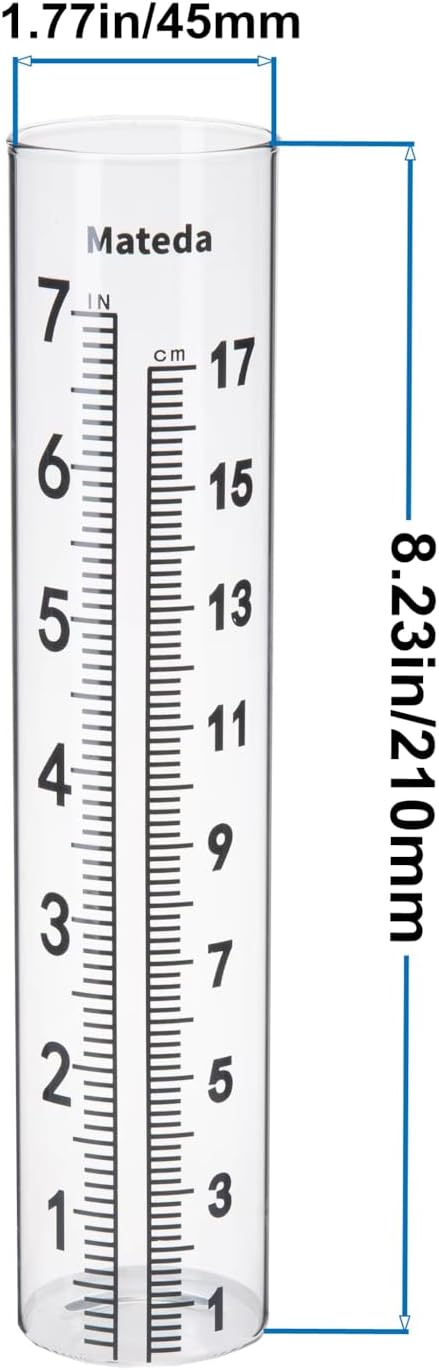 Regenmesser mit 17,8 cm Kapazität und Edelstahl-Halterung, Pfostenmontage, Regenmesser oder Hof, Gar