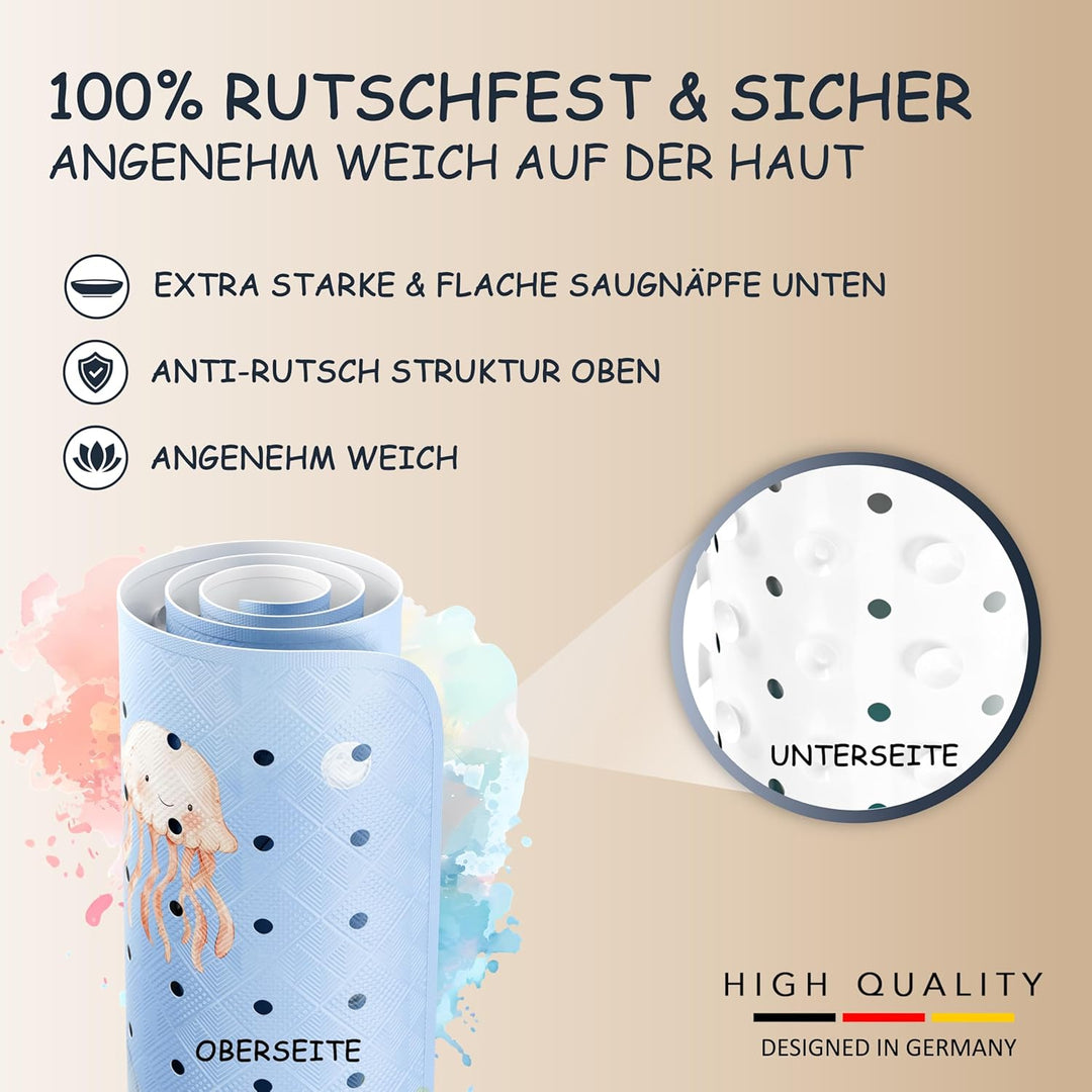 Badewannenmatte Kinder rutschfest [100x40cm] - Antirutschmatte Badewanne BPA frei - Badematte Kinder