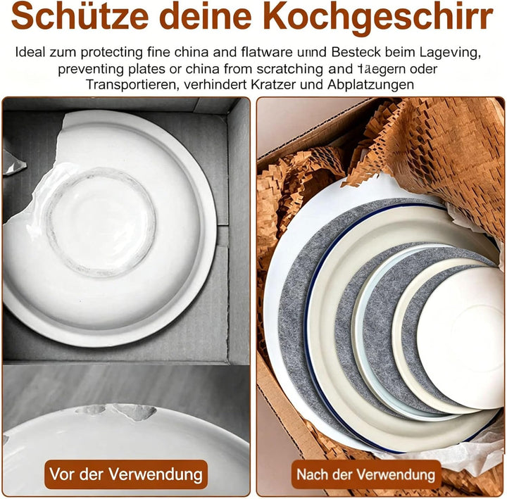 144 Stück Tellerteiler Filz 3 Grössen 12,7cm 19,1cm 26,7cm Pfannenschoner Filz waschbar Topfschoner