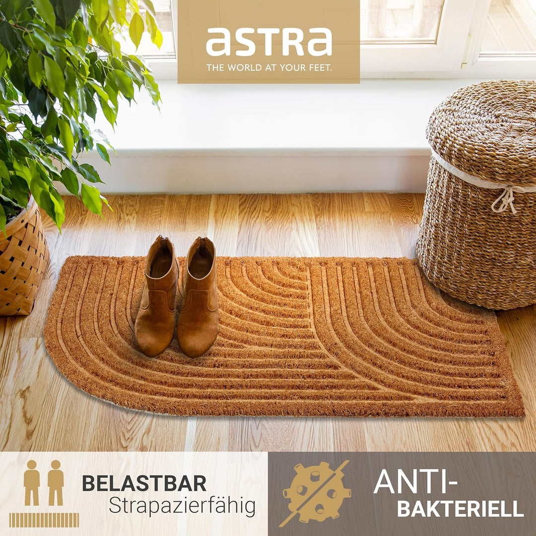Moderne Fussmatte Haustür - Kokosmatte 2er Set 45x75cm Abgerundet Natur - rutschfeste Schmutzfangmat