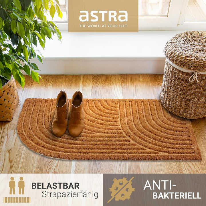 Moderne Fussmatte Haustür - Kokosmatte 2er Set 45x75cm Abgerundet Natur - rutschfeste Schmutzfangmat