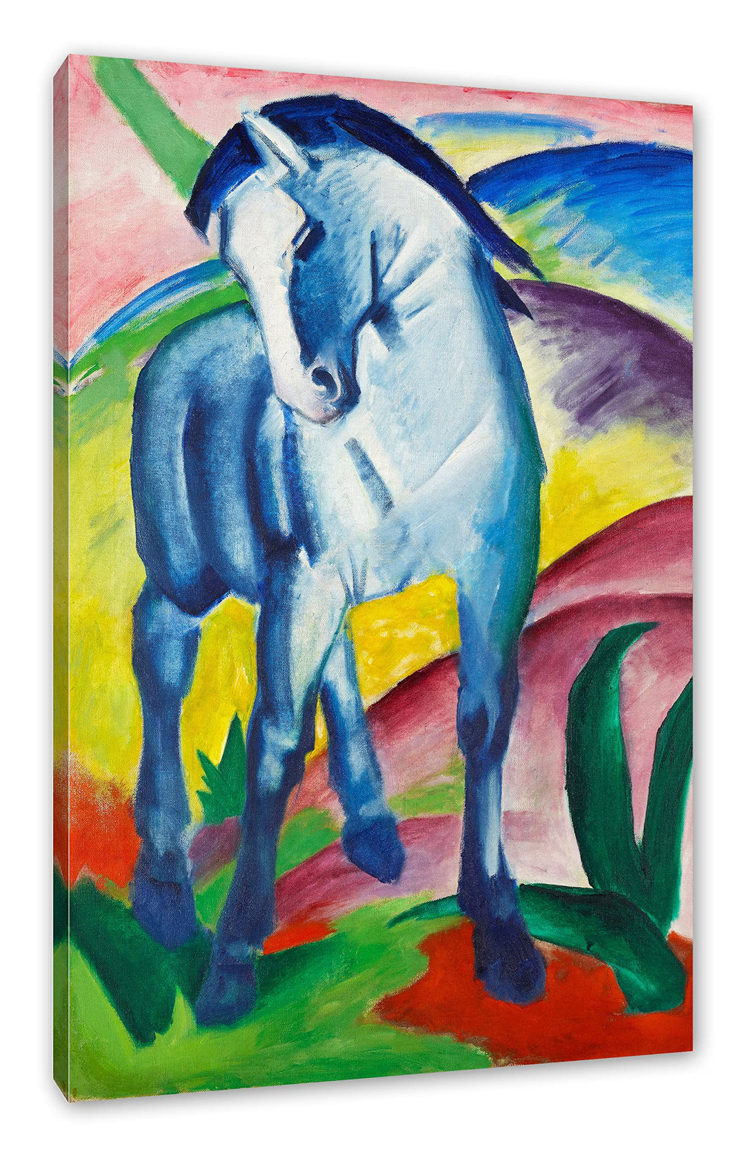 Franz Marc - Blaues Pferd als Leinwandbild / Grösse: 120x80 cm / Wandbild / Kunstdruck / fertig besp