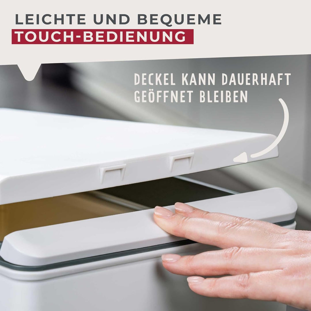 Fackelmann OSLO Touch Abfallsammler 40L, Weiss – Ideal als Mehrfachsammler, leicht & robust mit sanf